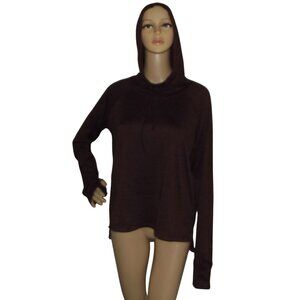 GAIAM Hoodie Womens Large Burgundy Heather Maya Performance Pullover Thumb Holes